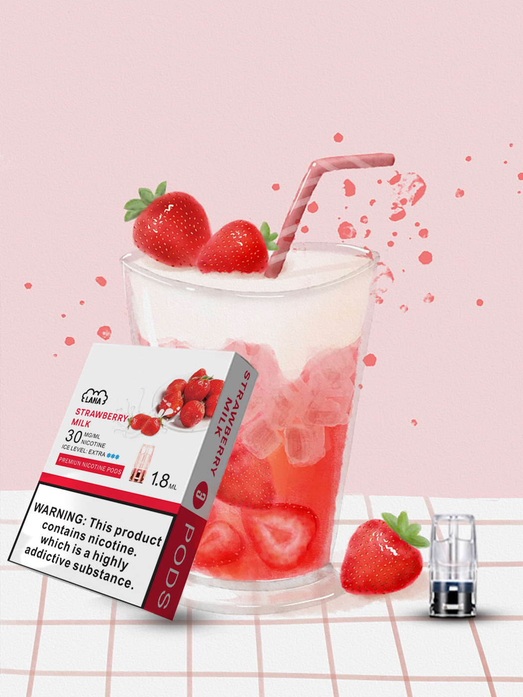 LANA煙彈草莓牛奶口味
